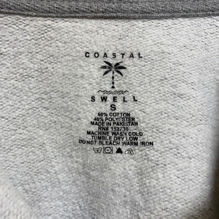 COASTALSWELL　長袖ハーフジップスウェット　トレーナー　ワンポイント　マートルビーチ　グレー　灰色　Sサイズ　古着