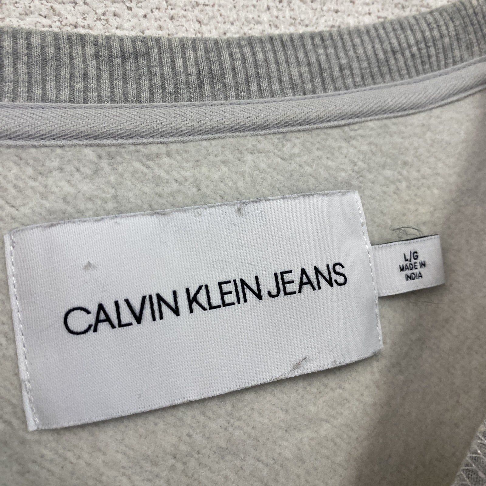 CALVIN KLEIN JEANS　カルバンクラインジーンズ　スウェット/トレーナー　デカロゴ　灰色　霜降りグレー　Lサイズ　古着