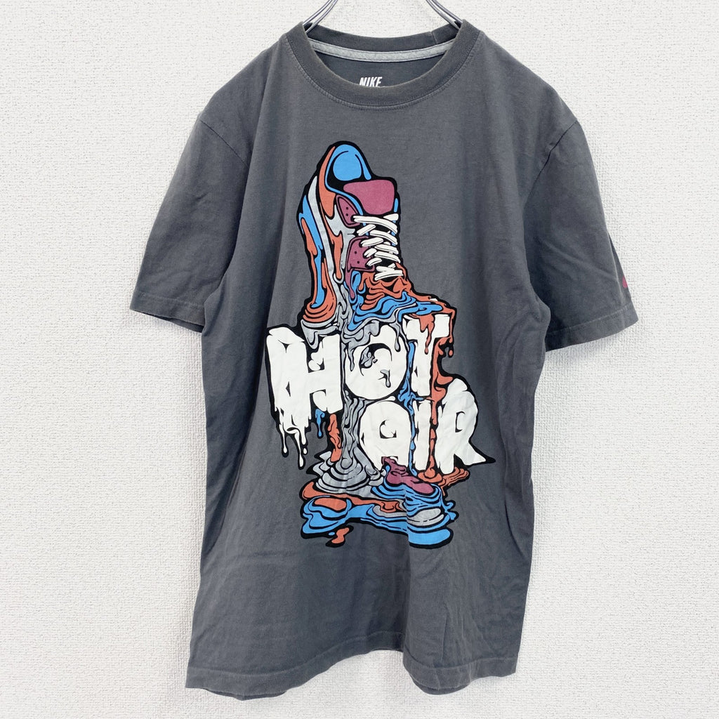 ナイキ　NIKE　半袖プリントTシャツ　スニーカー　灰色　グレー　クルーネック　レトロデザイン　Sサイズ　古着