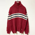 TOMMY JEANS トミージーンズ　長袖ハーフジップニット　セーター　ハイネック　ワンポイント刺繍　Sサイズ　古着