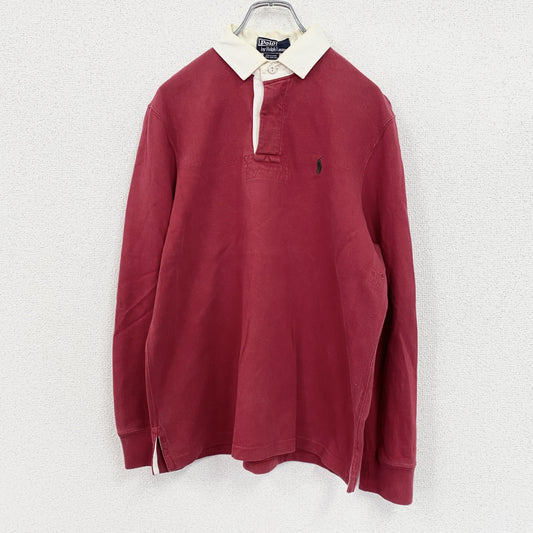 ～00s　POLO by RALPH LAUREN　ラルフローレン　長袖ポロシャツ　比翼仕立て　ヴィンテージ　赤　レッド