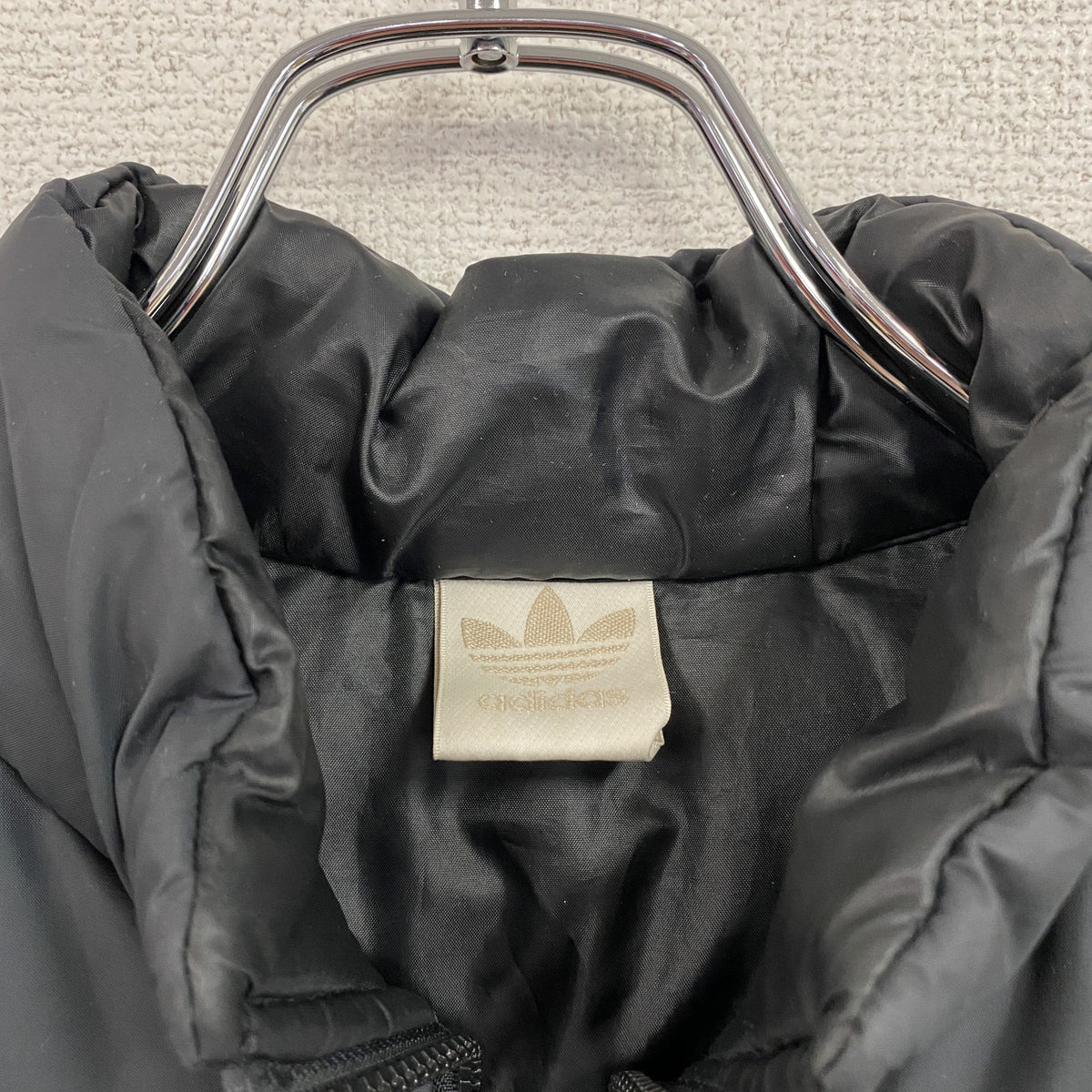 90s　adidas　アディダス　デサント　フルジップダウンベスト　ヴィンテージ　黒　ブラック　140サイズ　古着