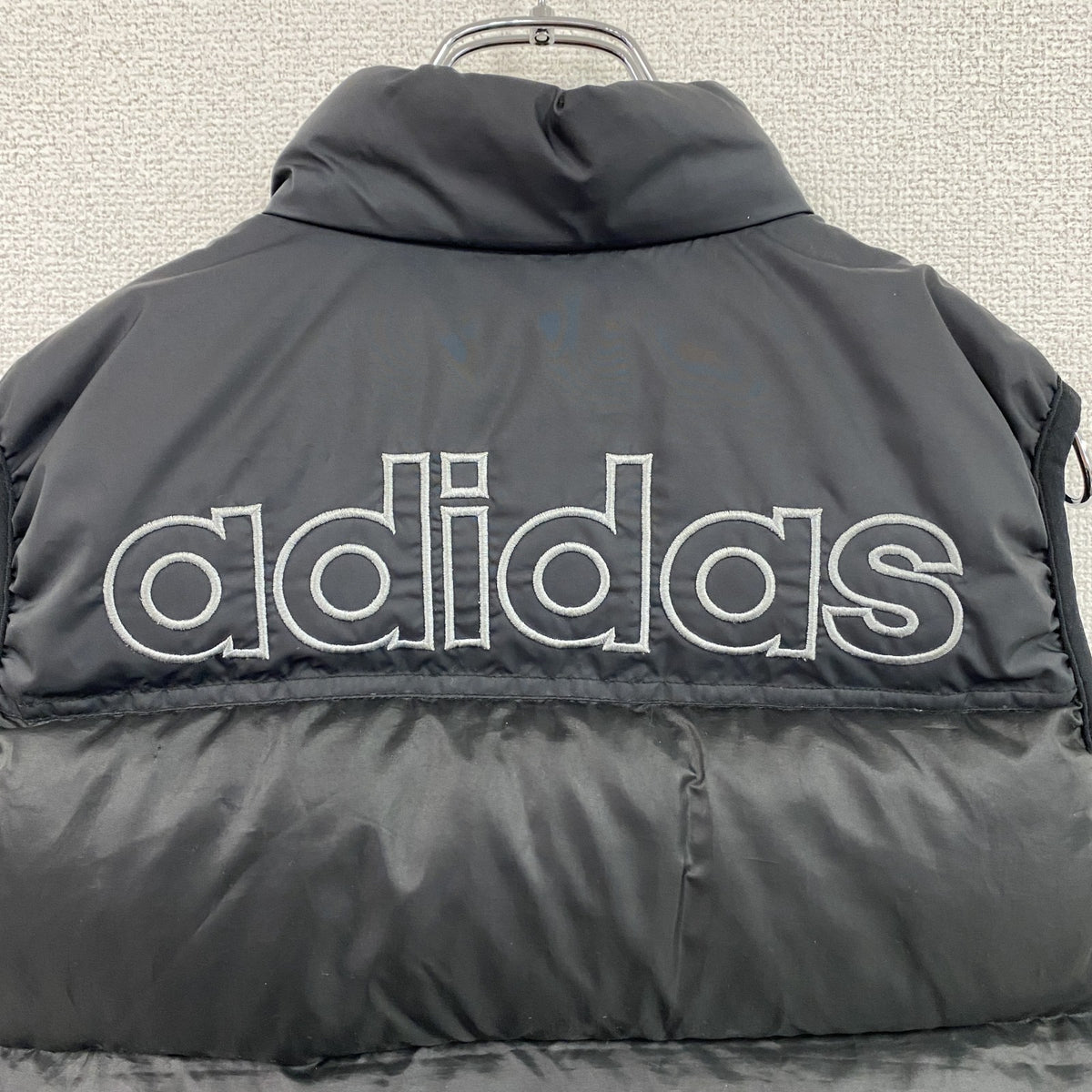 90s　adidas　アディダス　デサント　フルジップダウンベスト　ヴィンテージ　黒　ブラック　140サイズ　古着