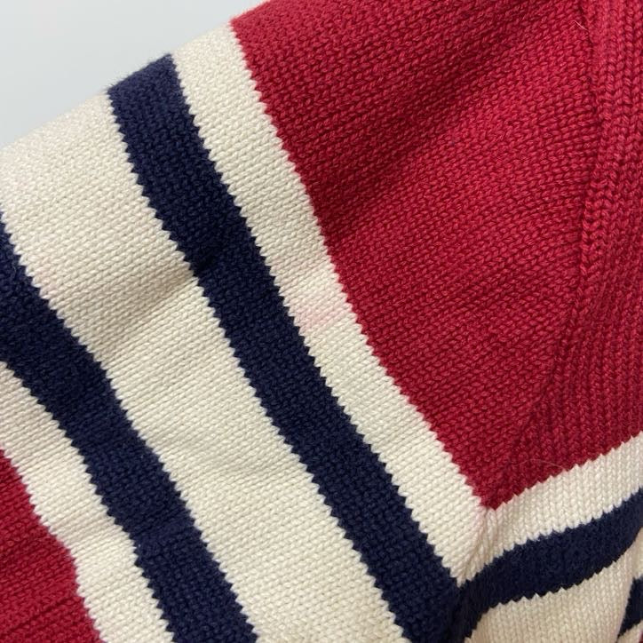 古着 used　TOMMY JEANS トミージーンズ　長袖ハーフジップニット　セーター　ハイネック　ワンポイント刺繍　Sサイズ