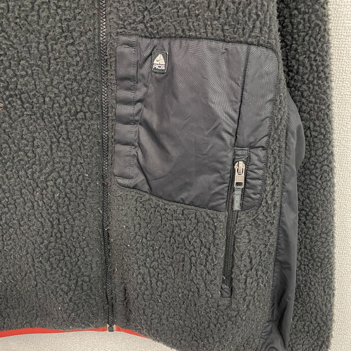 NIKE ACG　ナイキエーシージー　フルジップフリースジャケット/ボアジャケット　リバーシブル　黒　ブラック　赤　レッド　Mサイズ　古着