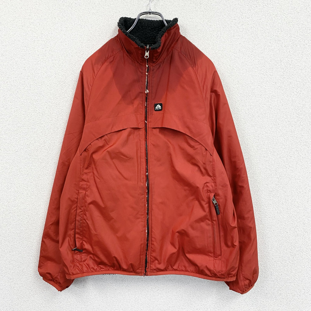 NIKE ACG　ナイキエーシージー　フルジップフリースジャケット/ボアジャケット　リバーシブル　黒　ブラック　赤　レッド　Mサイズ　古着