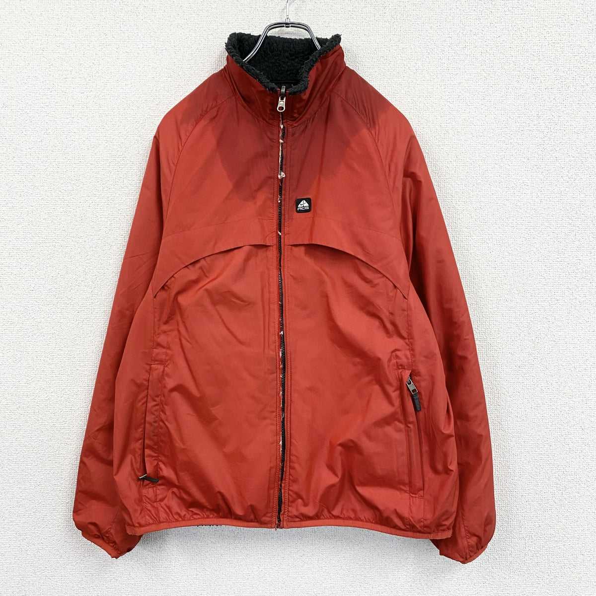 NIKE ACG　ナイキエーシージー　フルジップフリースジャケット/ボアジャケット　リバーシブル　黒　ブラック　赤　レッド　Mサイズ　古着