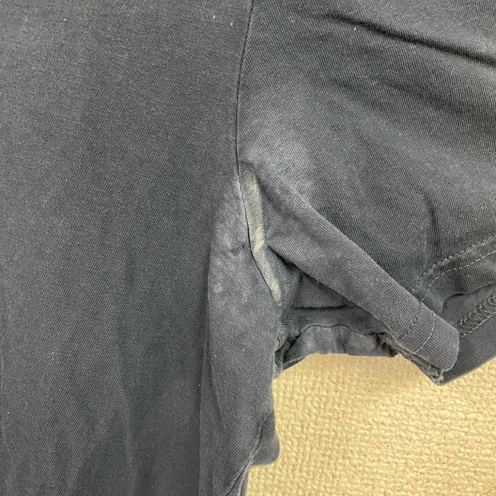 　半袖プリントTシャツ　葉っぱ　リーフ　花　フラワー　紺　ネイビー　レトロデザイン　クルーネック　XLサイズ　古着