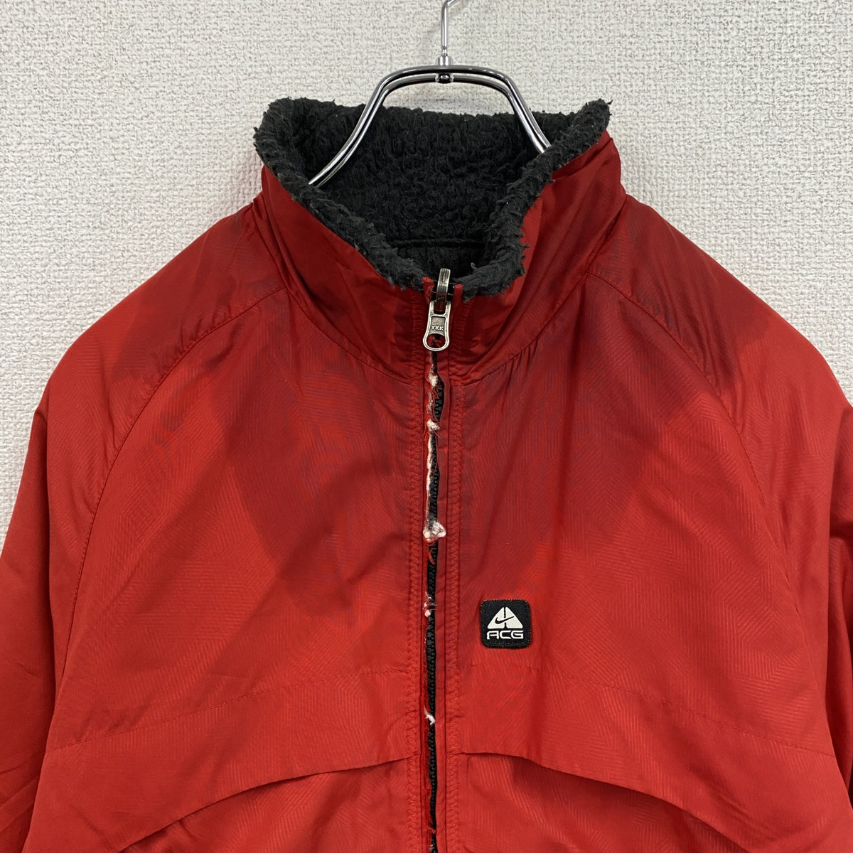 NIKE ACG　ナイキエーシージー　フルジップフリースジャケット/ボアジャケット　リバーシブル　黒　ブラック　赤　レッド　Mサイズ　古着