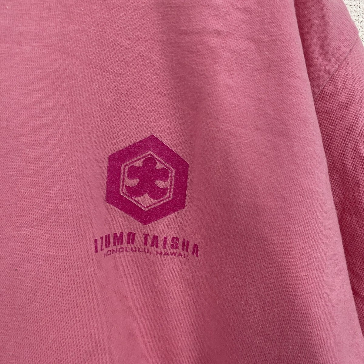 Hanes　ヘインズ　半袖プリントTシャツ　ハワイ出雲大社　ピンク　Lサイズ　古着