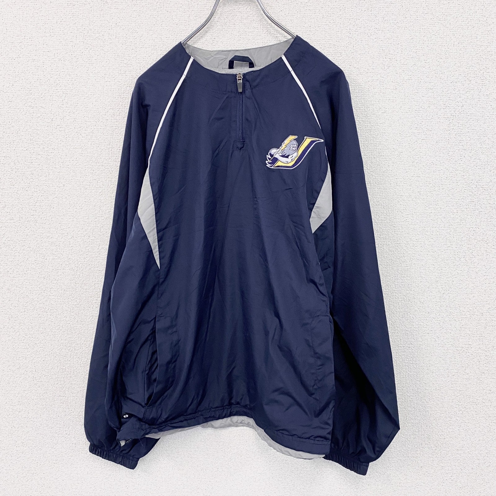 90s　Holloway　ホロウェイ　ハーフジップジャケット　ウインドブレーカー　ヴィンテージ　紺　ネイビー　Lサイズ　古着