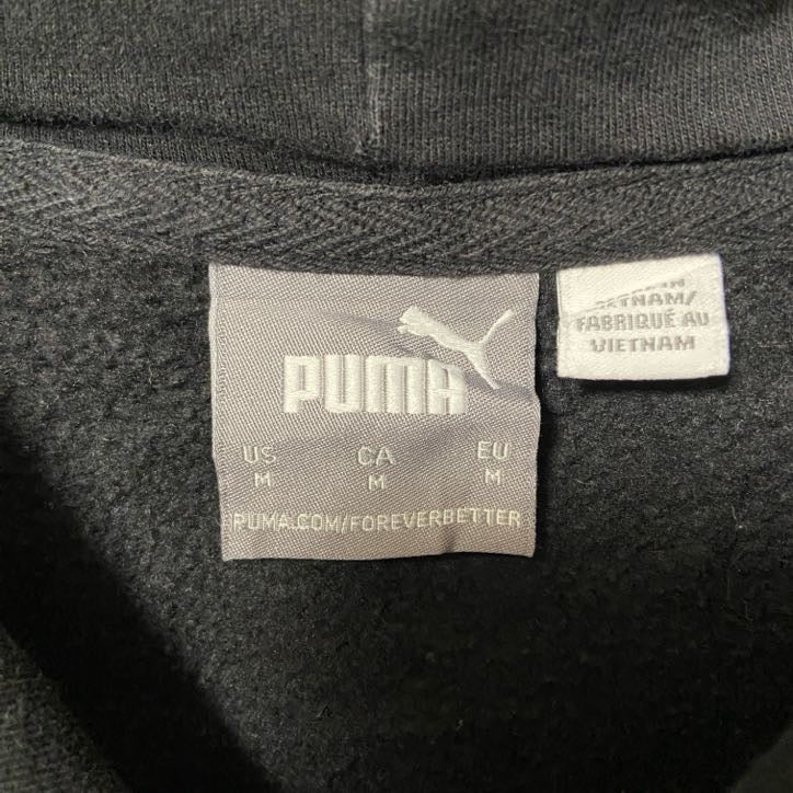 puma プーマ　長袖パーカー　スウェット　ワンポイントロゴ　黒　ブラック　シンプル　無地　Mサイズ　古着