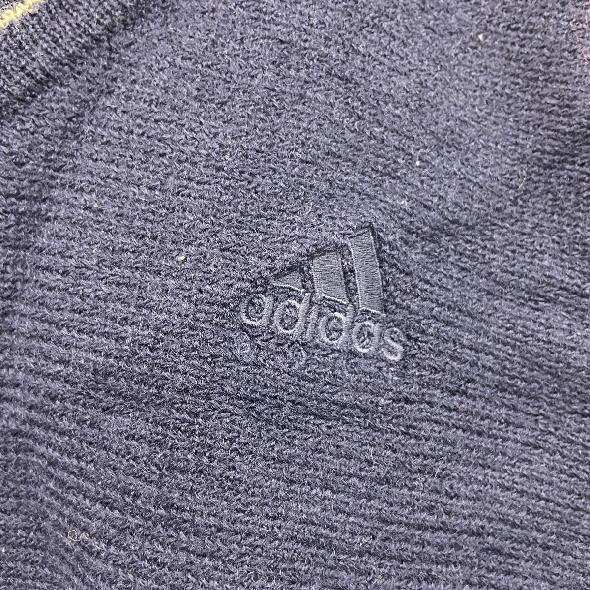 00s　adidas　アディダス　ウールニットベスト　ヴィンテージ　紺　ネイビー　Lサイズ セーター ニットセーター メンズ 古着