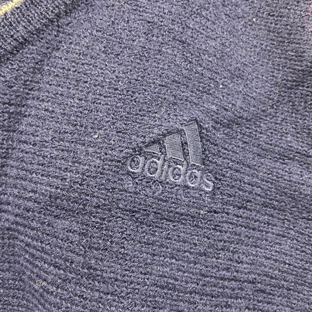 00s　adidas　アディダス　ウールニットベスト　ヴィンテージ　紺　ネイビー　Lサイズ　古着