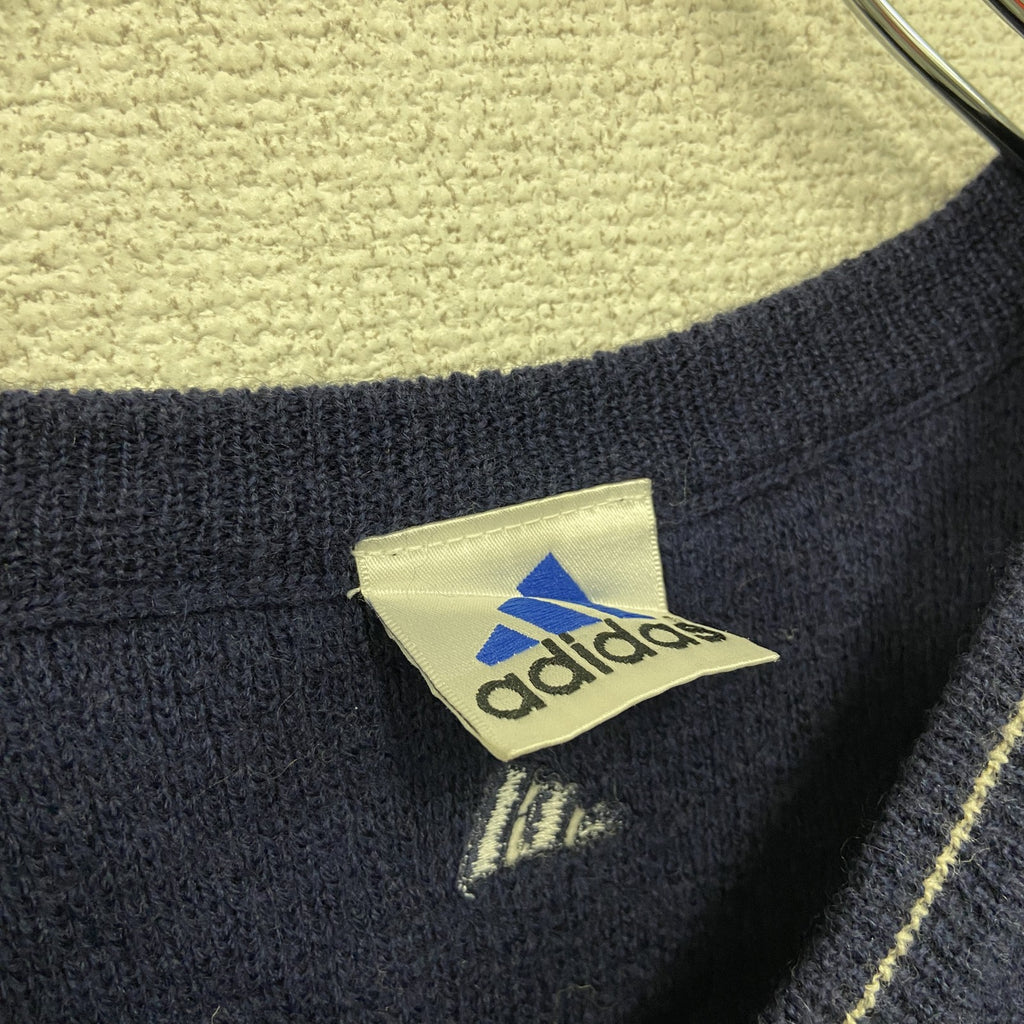00s　adidas　アディダス　ウールニットベスト　ヴィンテージ　紺　ネイビー　Lサイズ　古着