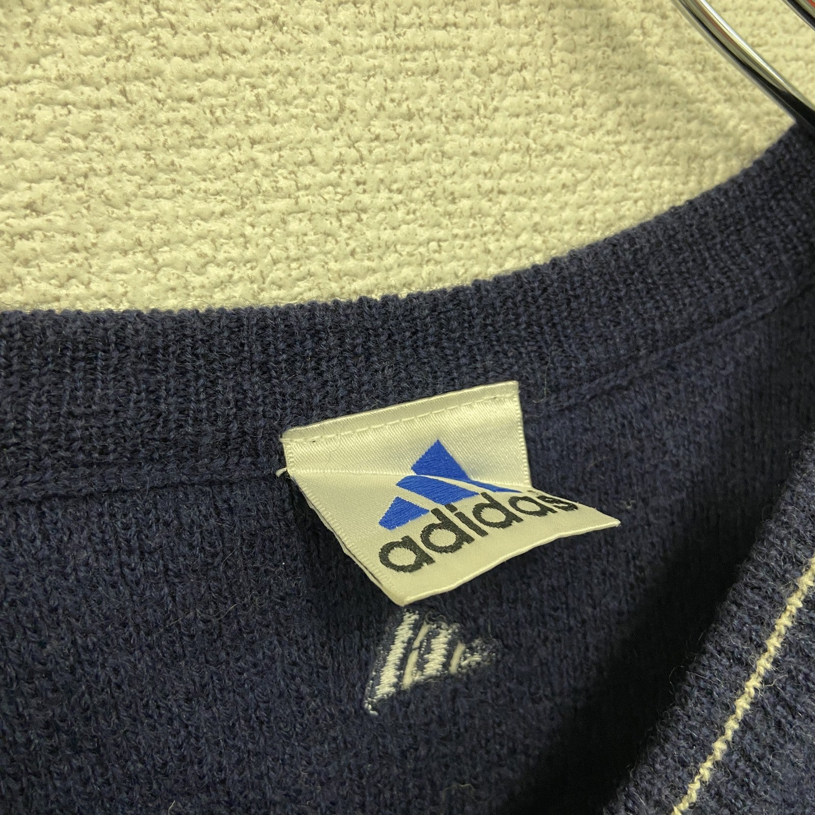 00s　adidas　アディダス　ウールニットベスト　ヴィンテージ　紺　ネイビー　Lサイズ　古着