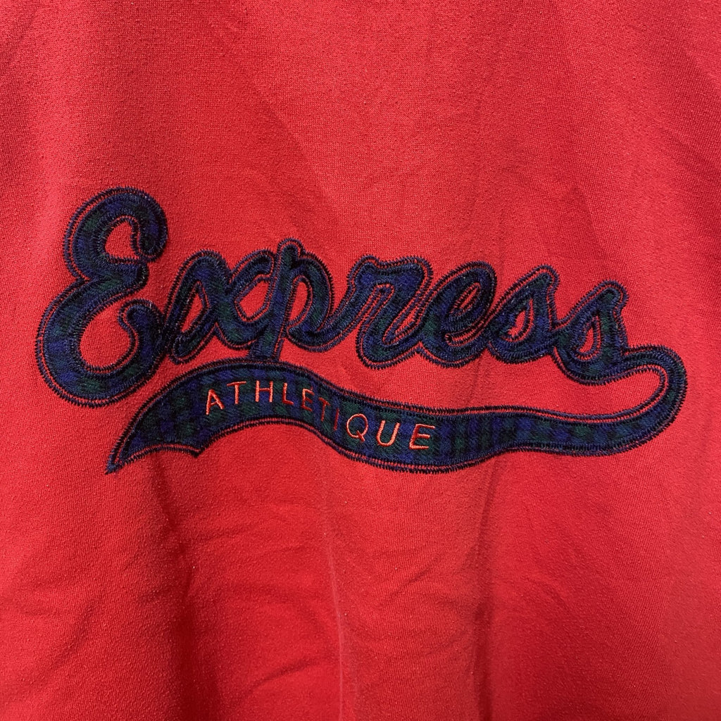 90s～　EXP　切り替えスウェット/トレーナー　ワッペン　英字プリント　ヴィンテージ　赤　レッド　黒　ブラック　Mサイズ　古着