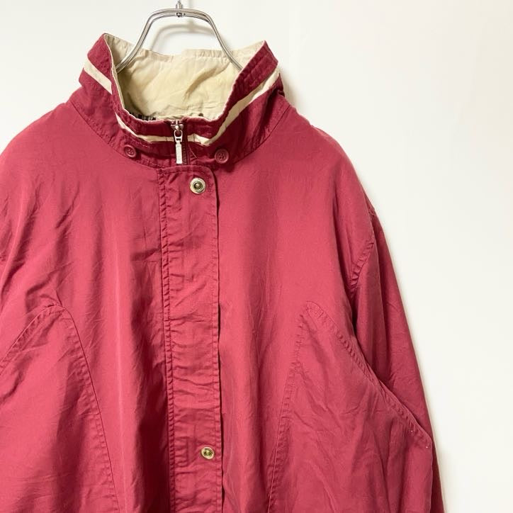 Penningtons　フルジップジャケット　ハイネック　比翼仕立て　ハの字ポケット　無地　シンプル　赤　レッド　XLサイズ　古着