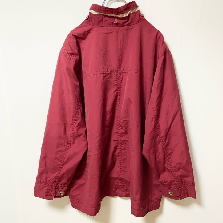 Penningtons　フルジップジャケット　ハイネック　比翼仕立て　ハの字ポケット　無地　シンプル　赤　レッド　XLサイズ　古着