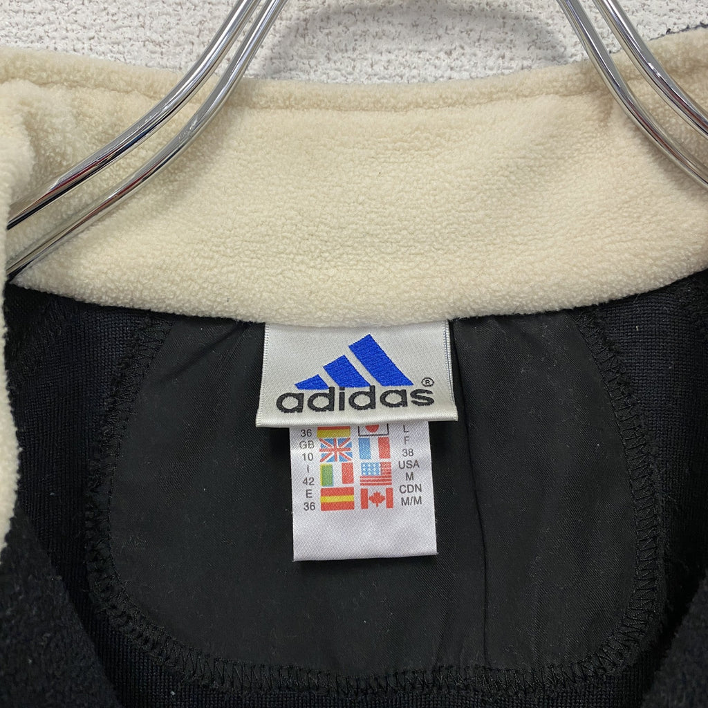adidas　アディダス　ハーフジップフリースジャケット　黒　ブラック　Lサイズ フリースアウター メンズ ポリエステル 古着