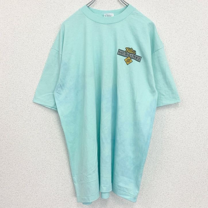 Hanes　半袖プリントTシャツ　犬　アニマル　シングルステッチ　レトロ　クルーネック　ライトブルー　XLサイズ　古着