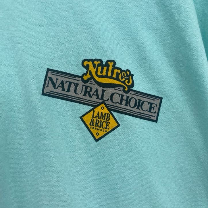 Hanes　半袖プリントTシャツ　犬　アニマル　シングルステッチ　レトロ　クルーネック　ライトブルー　XLサイズ　古着
