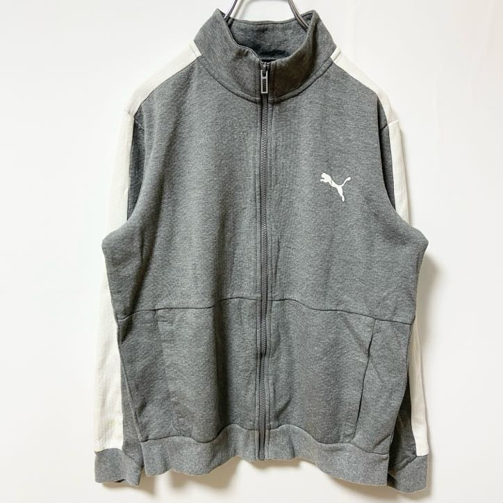puma プーマ　長袖ジップアップスウェット　トレーナー　ワンポイントロゴプリント　グレー　灰色　Sサイズ　古着
