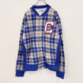 Champion　チャンピオン　リバースウィーブ　スウェットカーディガン　スタジャン　チェック柄　グレー　灰色　Lサイズ　古着