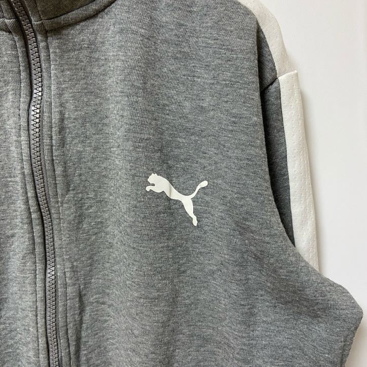 puma プーマ　長袖ジップアップスウェット　トレーナー　ワンポイントロゴプリント　グレー　灰色　Sサイズ　古着