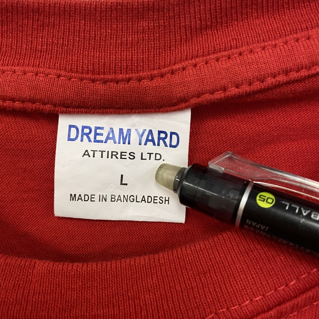 DREAM YARD　半袖プリントTシャツ　BIER KONIG　レトロ　カジュアル　赤　レッド　クルーネック　Lサイズ　古着