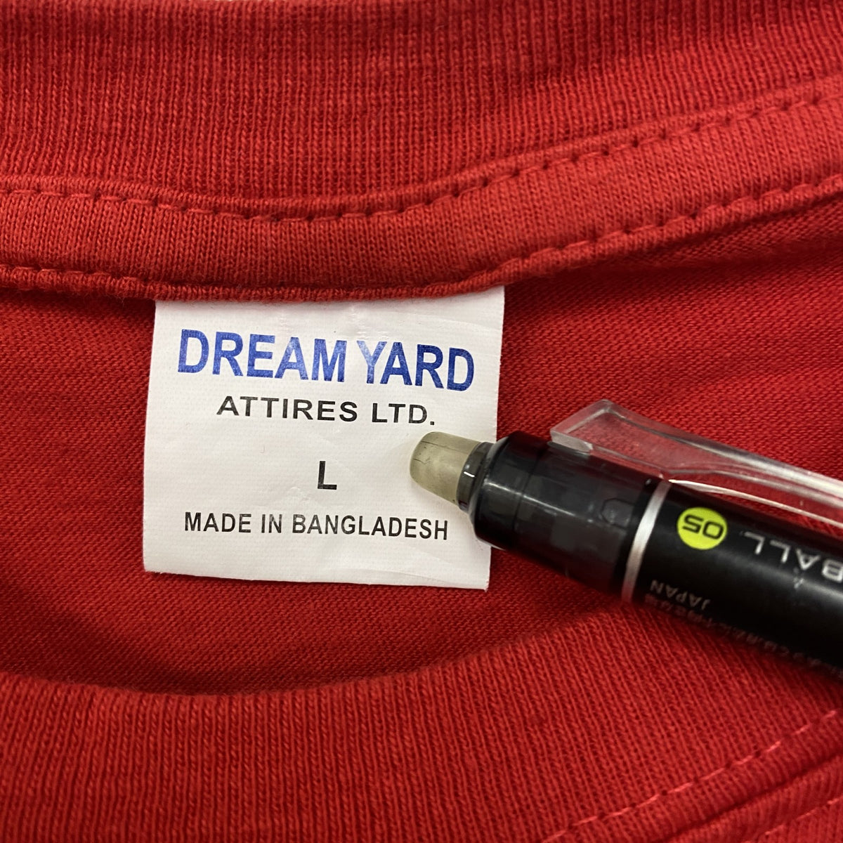 DREAM YARD　半袖プリントTシャツ　BIER KONIG　レトロ　カジュアル　赤　レッド　クルーネック　Lサイズ　古着