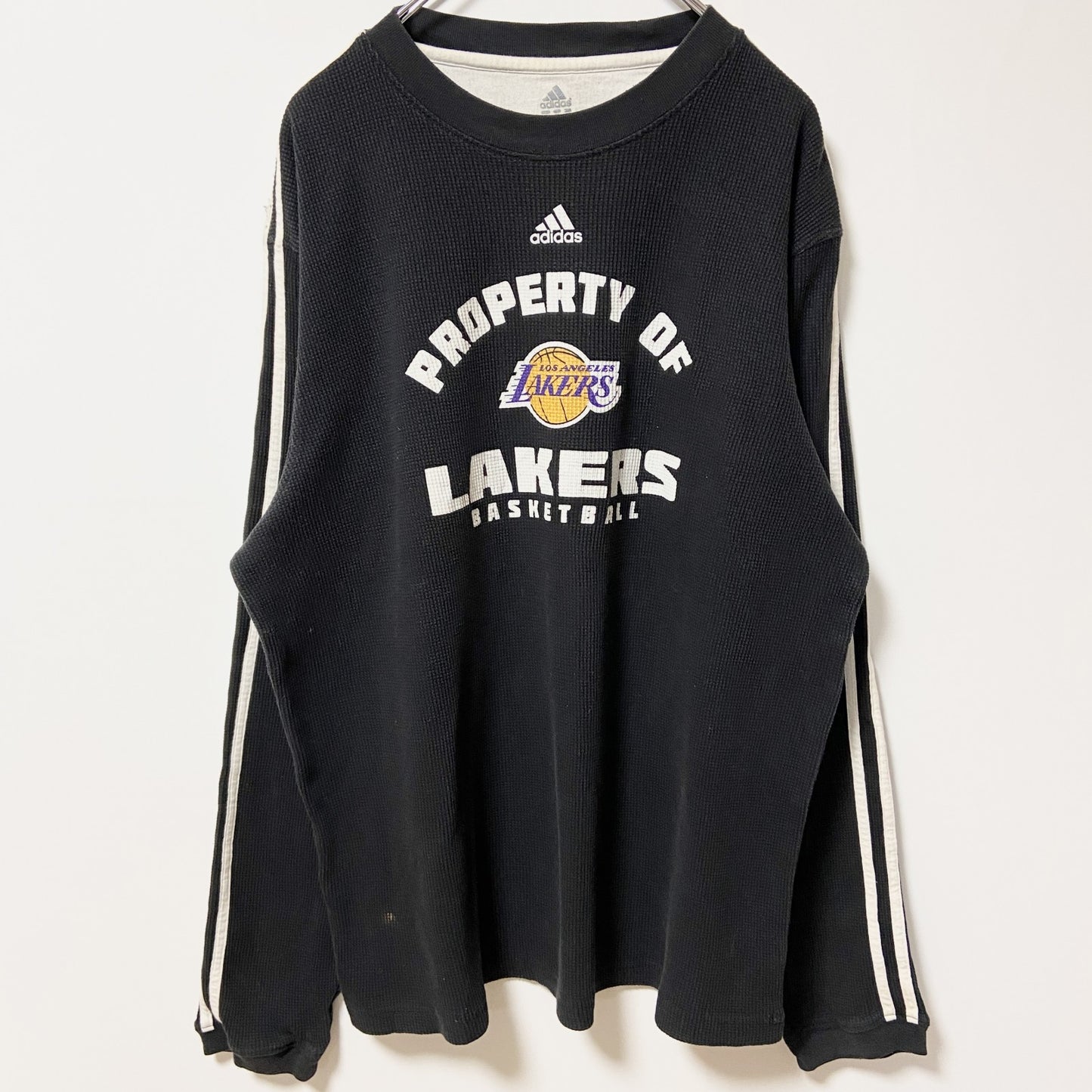 古着 used　adidas アディダス　NBA　LAKERS レイカーズ　長袖プリントスウェット　ワンポイントロゴ　XLサイズ