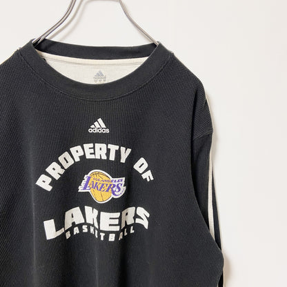 古着 used　adidas アディダス　NBA　LAKERS レイカーズ　長袖プリントスウェット　ワンポイントロゴ　XLサイズ