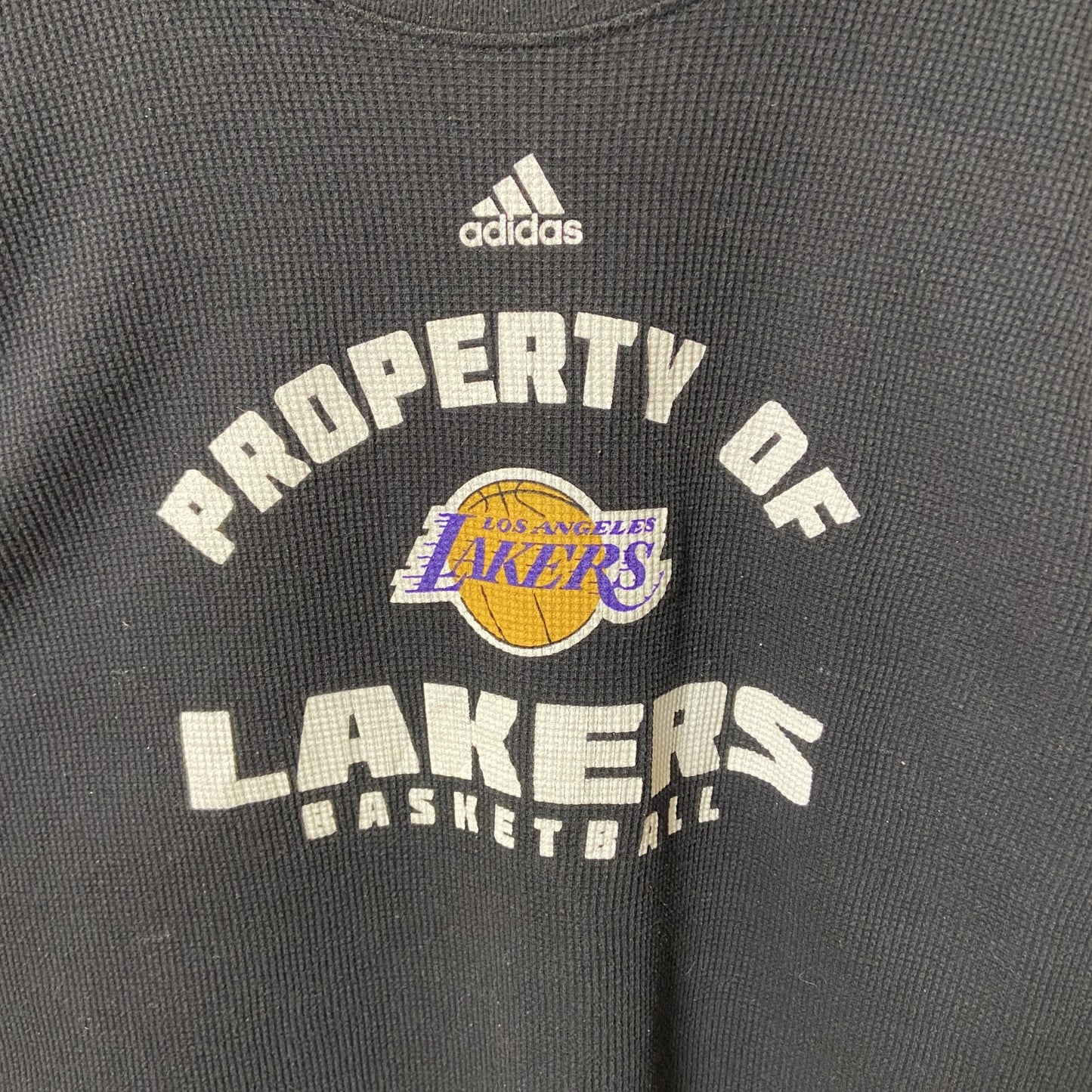 古着 used　adidas アディダス　NBA　LAKERS レイカーズ　長袖プリントスウェット　ワンポイントロゴ　XLサイズ