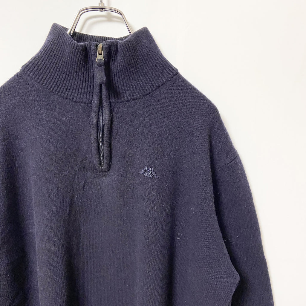 ROBE DI KAPPA カッパ　長袖ハーフジップニット　セーター　ワンポイントロゴ刺繍　ネイビー　紺　XXLサイズ　古着