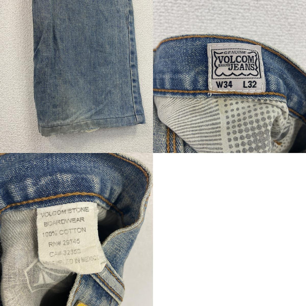 VOLCOM　ボルコム　デニムパンツ/ダメージジーンズ　ジップフライ　インディゴ　W34サイズ　古着