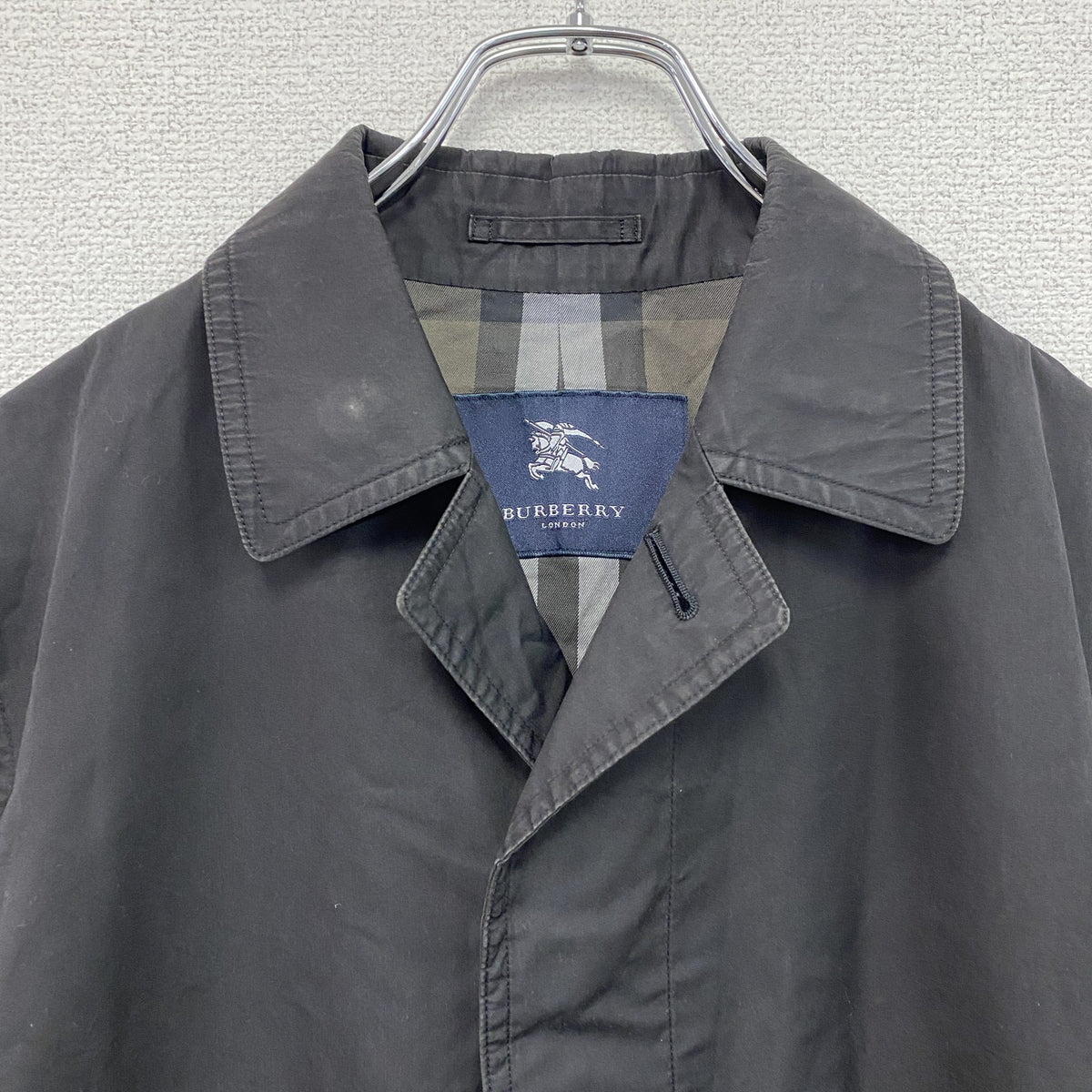BURBERRY　バーバリー　ステンカラーコート　バルマカンコート　黒　ブラック　Mサイズ　古着