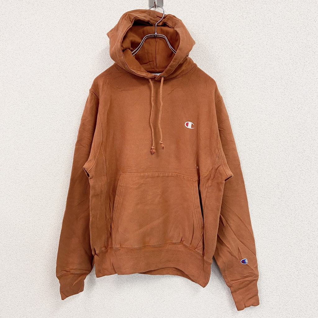 Champion　チャンピオン　リバースウィーブ　スウェットパーカー/フーディー　ヘビーウエイト　刺繍ロゴ　現行　オレンジ　Sサイズ　古着