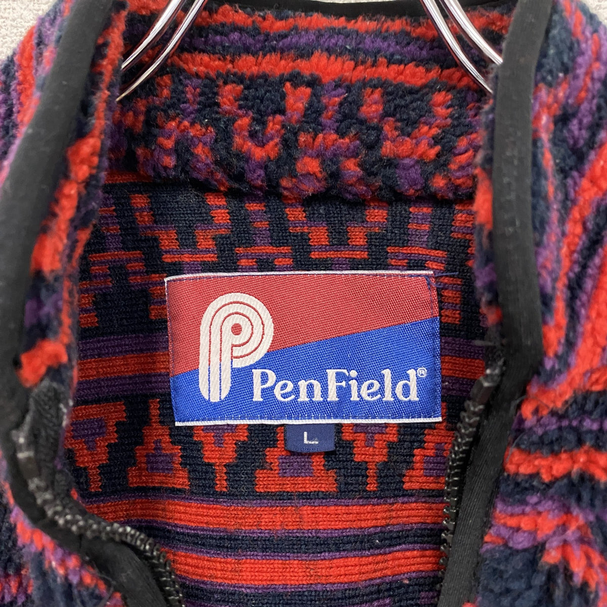 Penfield　ペンフィールド　フルジップフリースジャケット　幾何学模様　赤　レッド　Lサイズ　古着