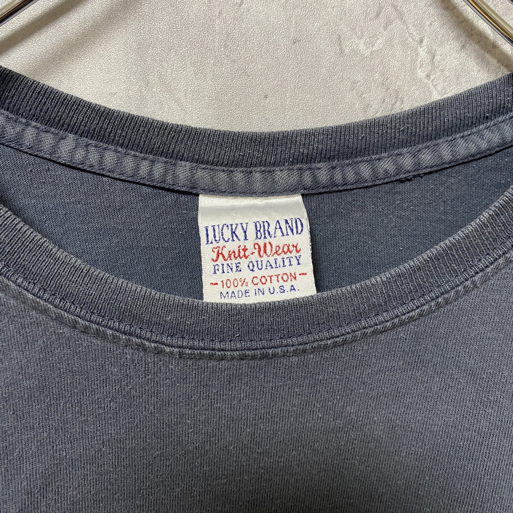 Lucky Brand　Blue Jeans　半袖プリントTシャツ　USA製　グレー　灰色　ビッグシルエット　XLサイズ　古着