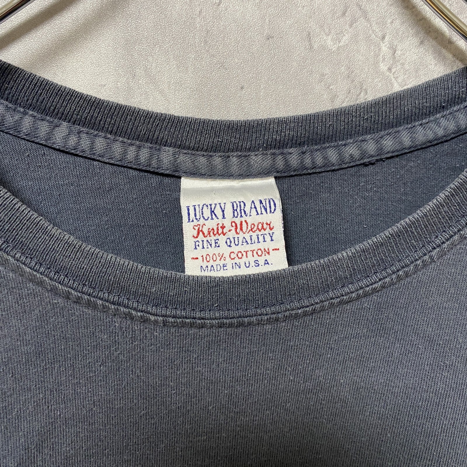 Lucky Brand　Blue Jeans　半袖プリントTシャツ　USA製　グレー　灰色　ビッグシルエット　XLサイズ　古着