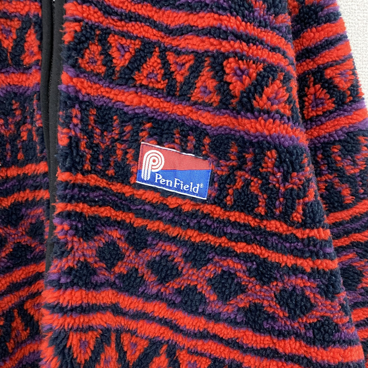 Penfield　ペンフィールド　フルジップフリースジャケット　幾何学模様　赤　レッド　Lサイズ　古着