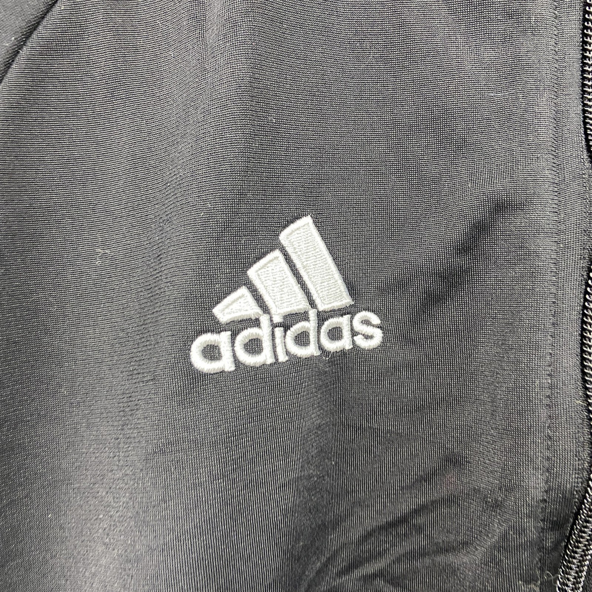 adidas　アディダス　トラックジャケット/ジャージ　デカロゴ　パフォーマンスロゴ　黒　ブラック　XLサイズ　古着