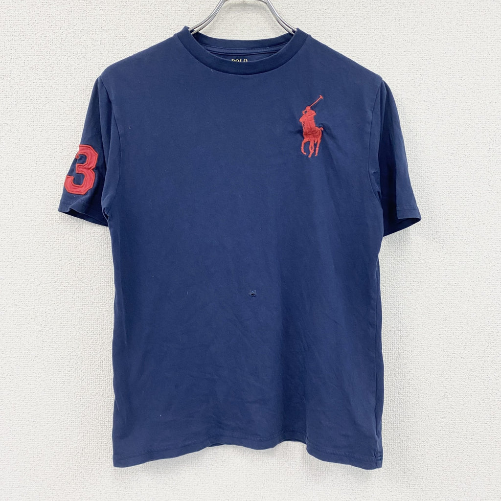POLO RALPH LAUREN　ラルフローレン　半袖Tシャツ　ビッグポニー　刺繍ロゴ　紺　ネイビー　160サイズ　古着