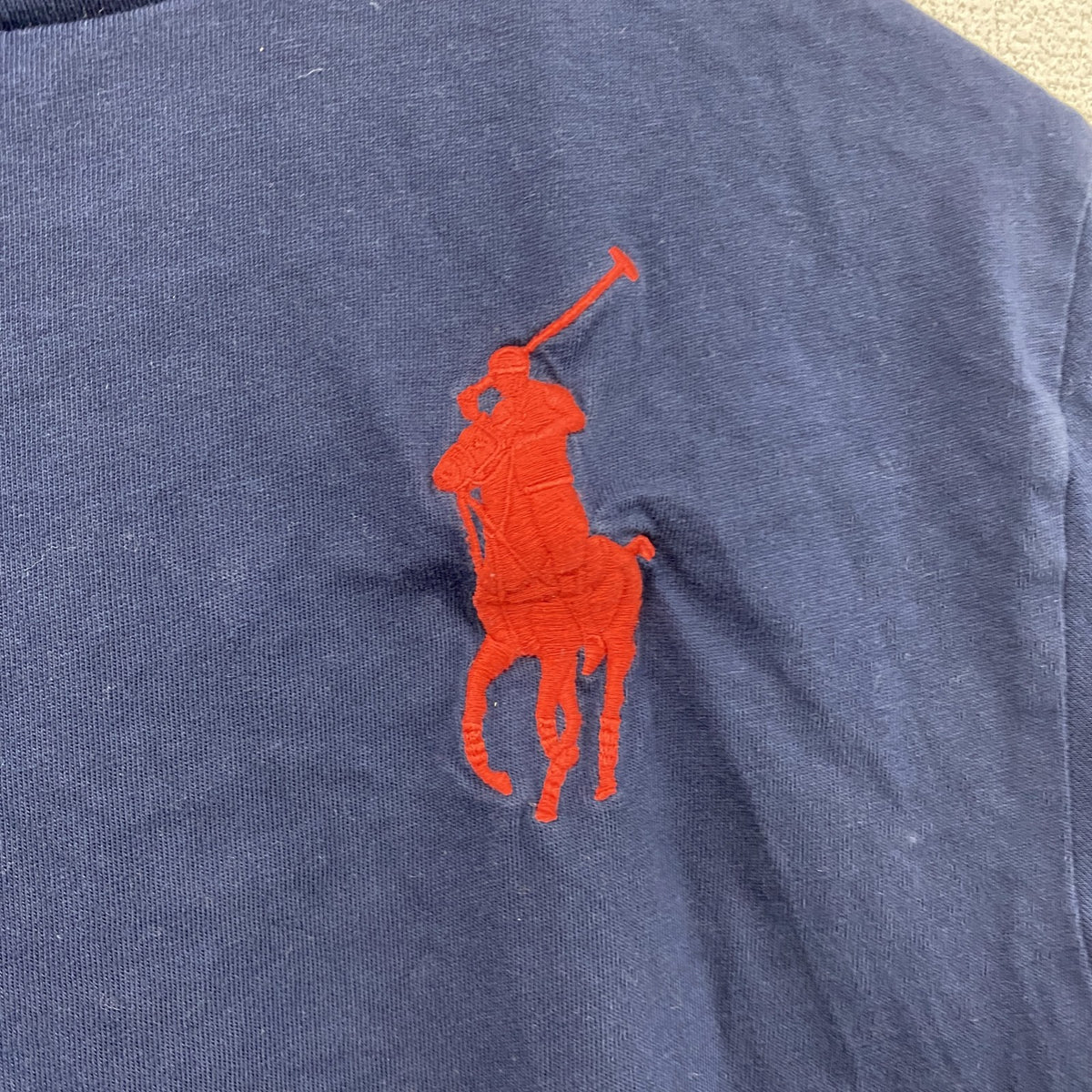 POLO RALPH LAUREN　ラルフローレン　半袖Tシャツ　ビッグポニー　刺繍ロゴ　紺　ネイビー　160サイズ　古着