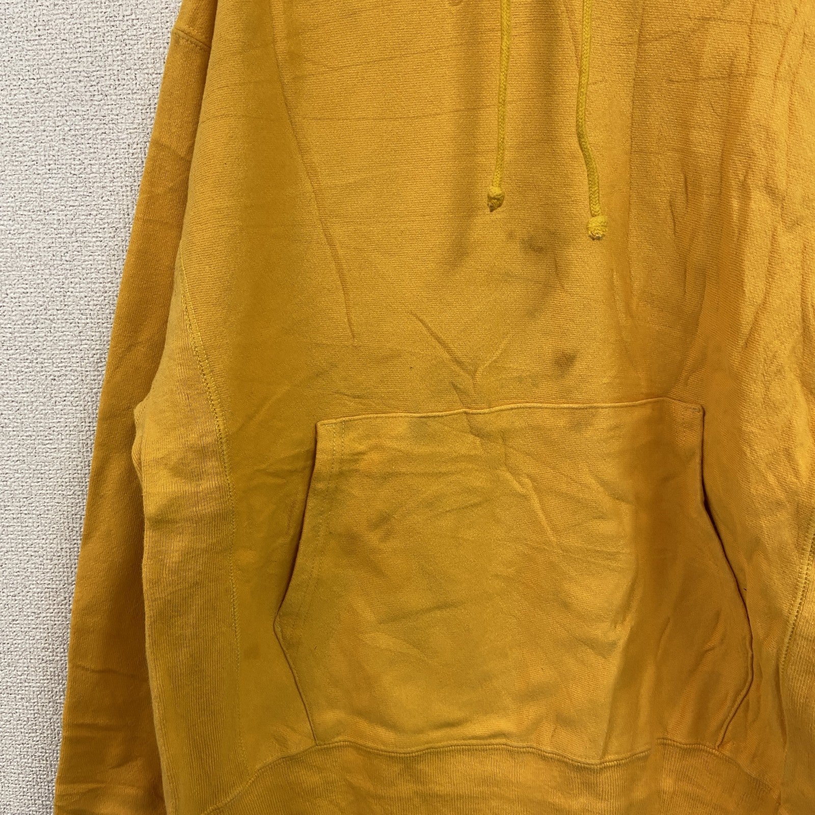 Champion　チャンピオン　リバースウィーブ　スウェットパーカー/フーディー　完全目無し　黄色　イエロー　Mサイズ　古着