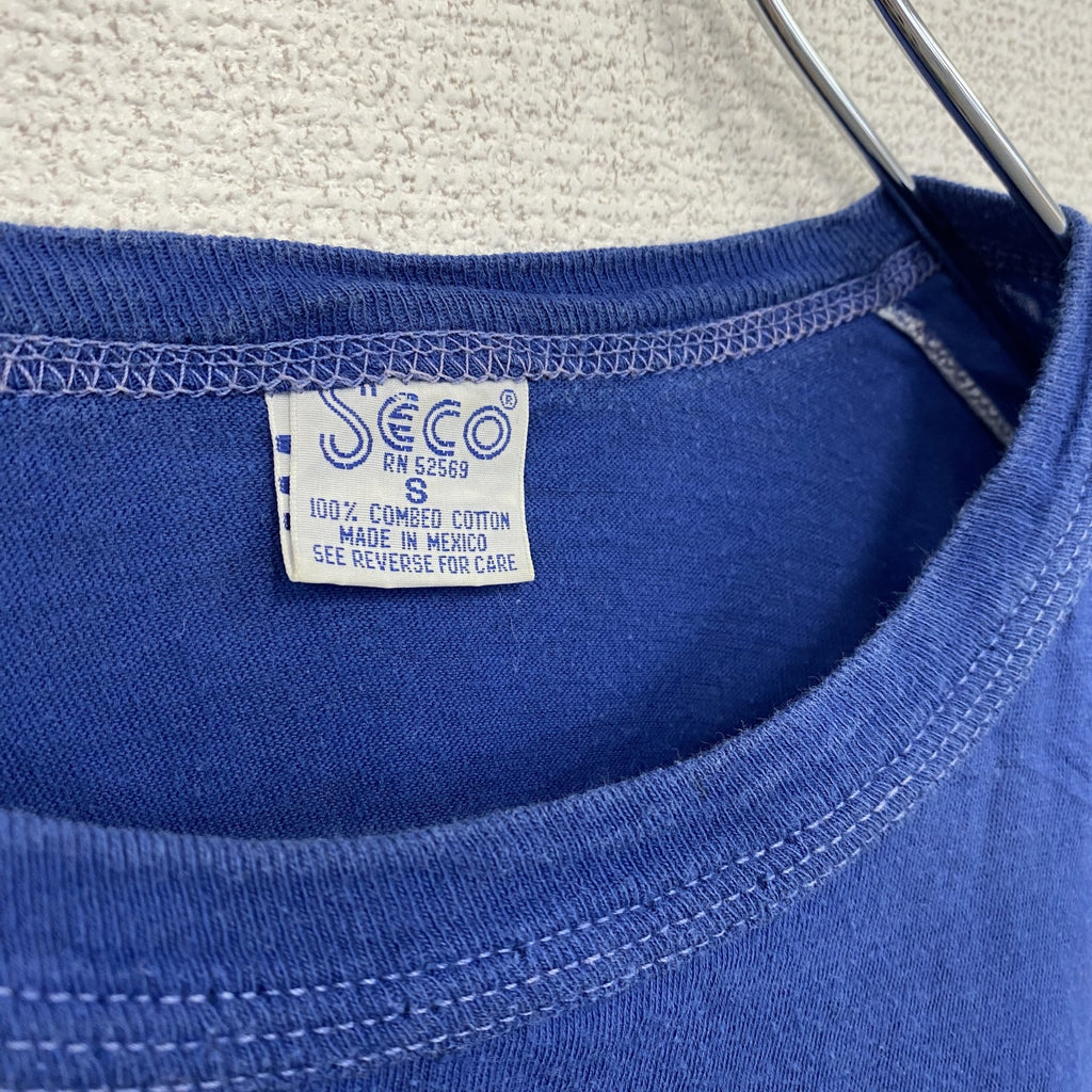 ～90s　SECO　半袖プリントTシャツ　Wilson　シングルステッチ　デカロゴ　ヴィンテージ　青　ブルー　Sサイズ　古着
