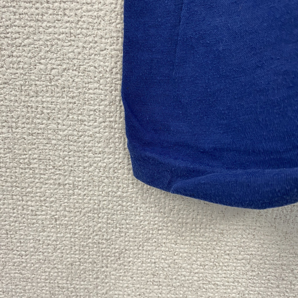 ～90s　SECO　半袖プリントTシャツ　Wilson　シングルステッチ　デカロゴ　ヴィンテージ　青　ブルー　Sサイズ　古着