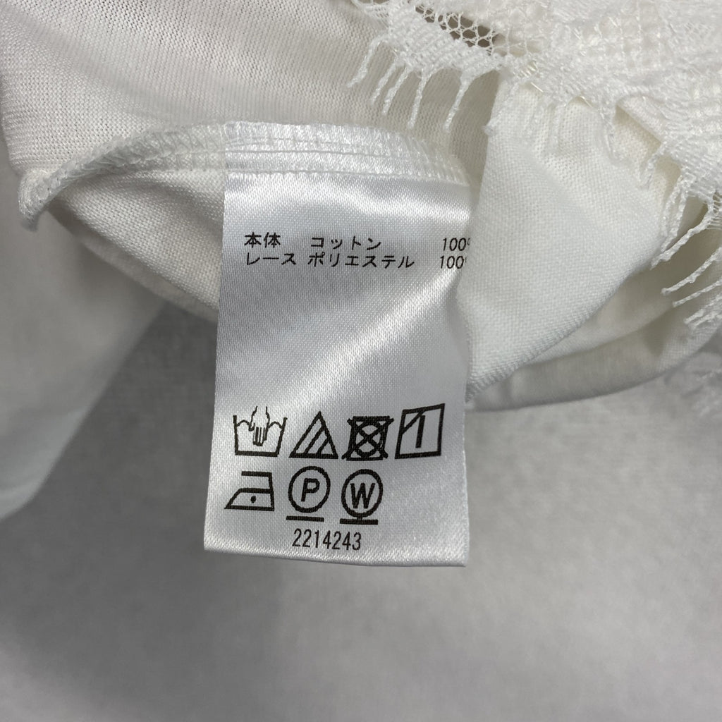 SCAPA　スキャパ　レース装飾半袖Tシャツ　白　ホワイト　44サイズ　古着