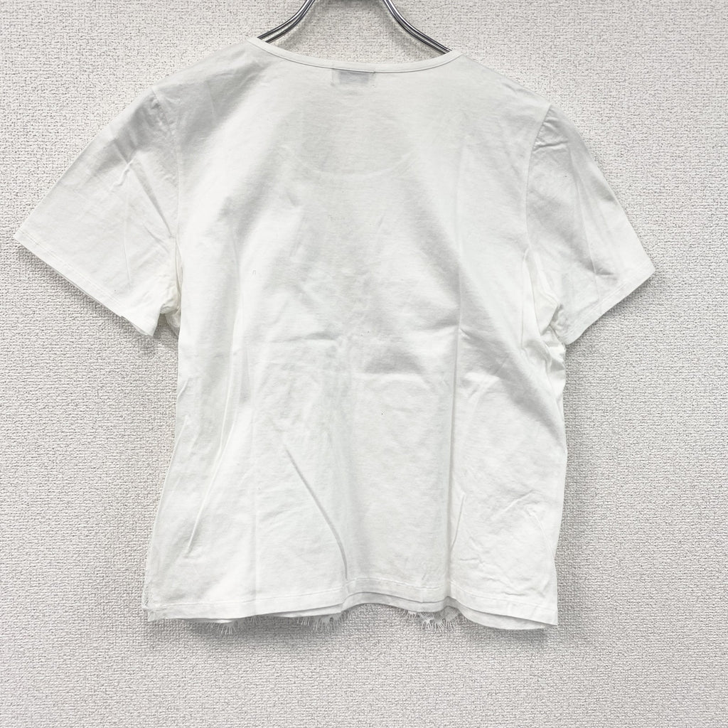 SCAPA　スキャパ　レース装飾半袖Tシャツ　白　ホワイト　44サイズ　古着